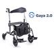 Rollator/Rollstuhl Gaya 2.0 silber mit Rückenbügel - Doppelfunktion